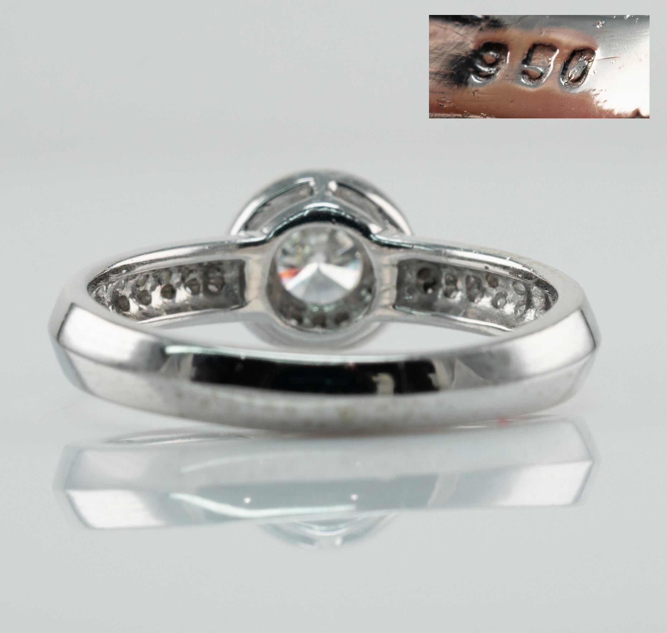 Natural Diamond Ring Platinum Engagement Band 1.10 TDW For Sale 1