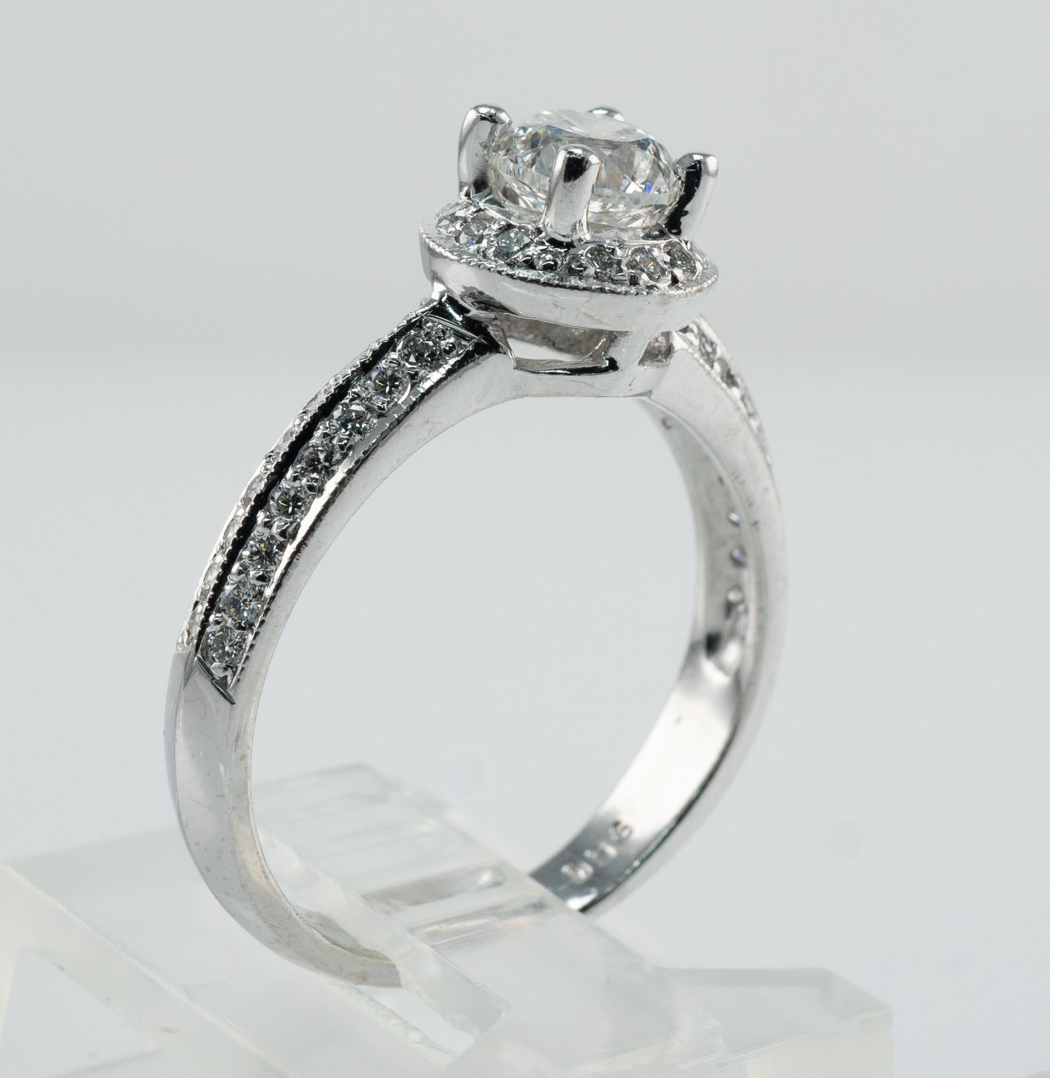 Natural Diamond Ring Platinum Engagement Band 1.10 TDW For Sale 2