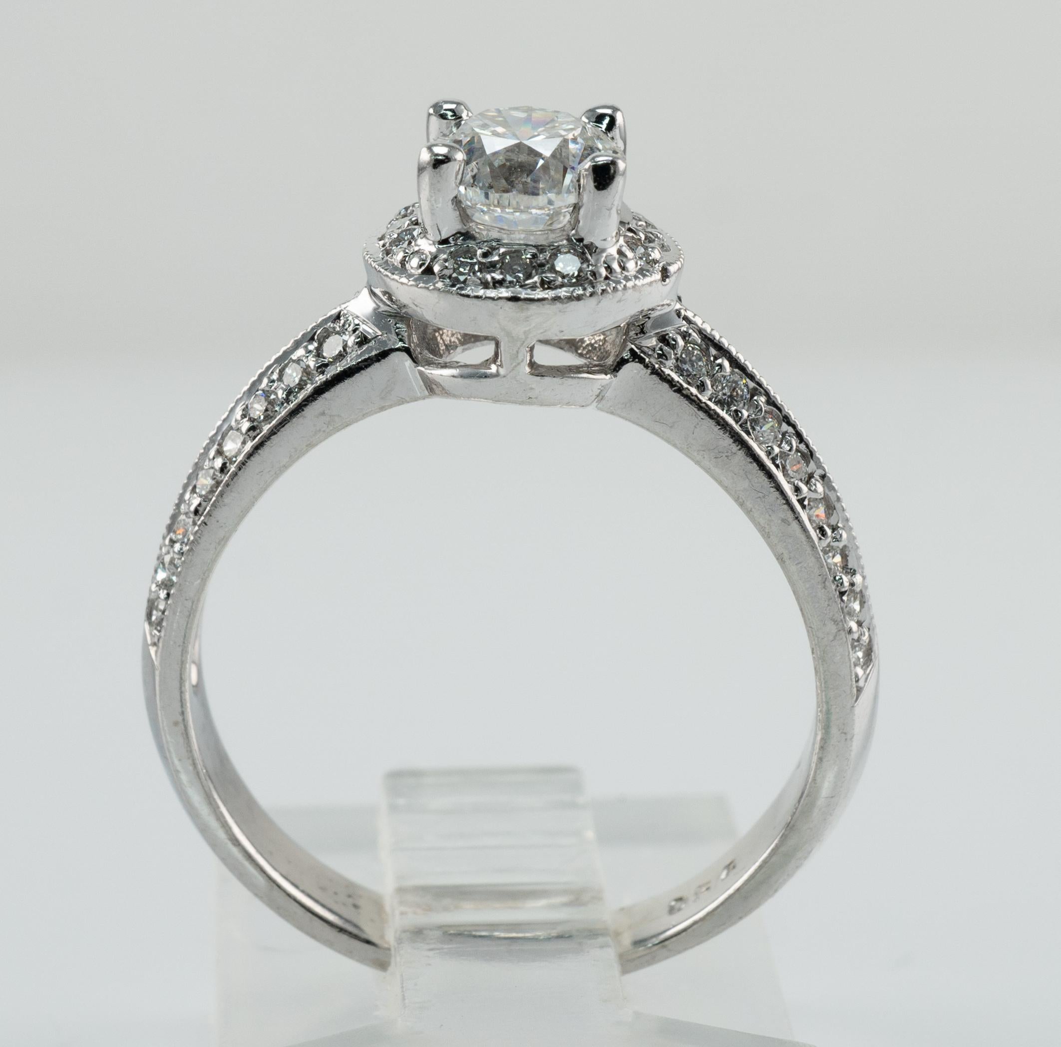 Natural Diamond Ring Platinum Engagement Band 1.10 TDW For Sale 3