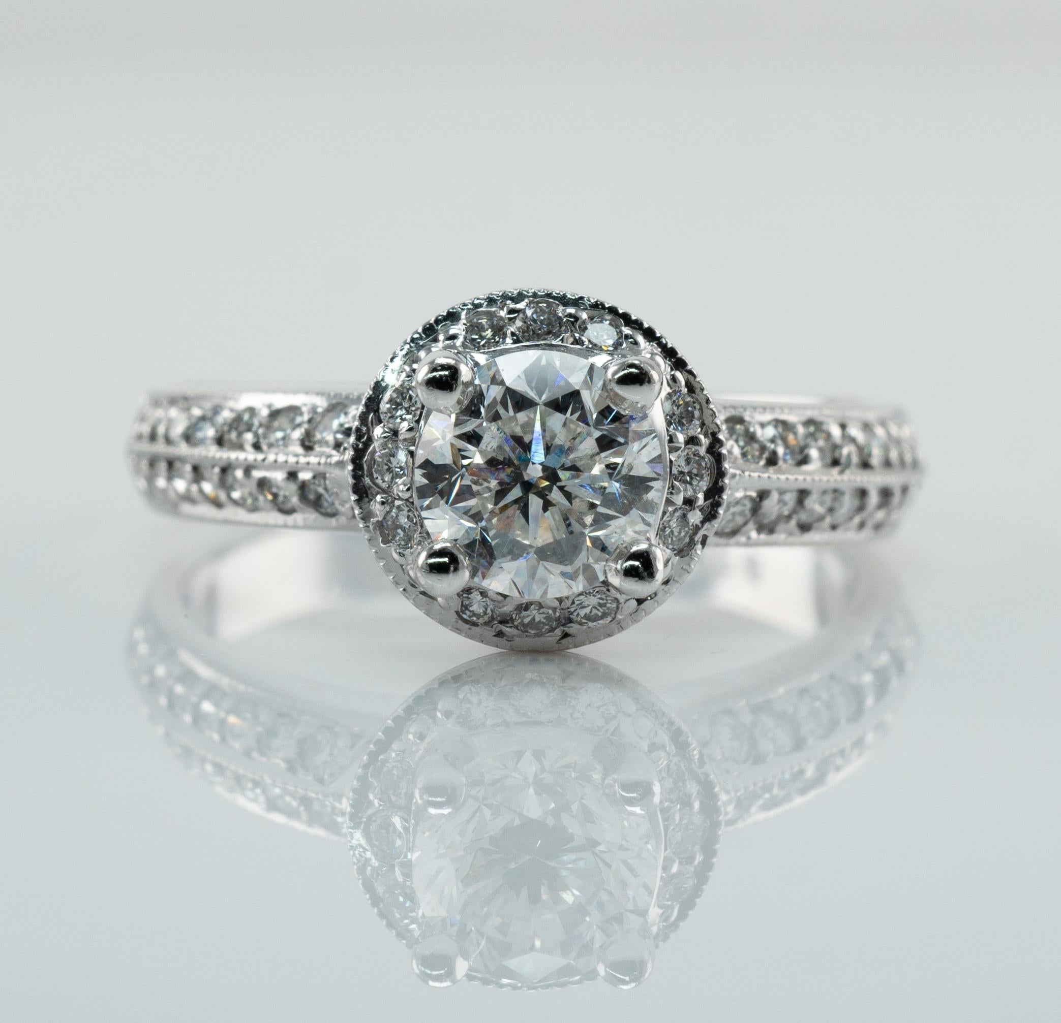 Natural Diamond Ring Platinum Engagement Band 1.10 TDW For Sale 4