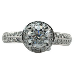 Vintage Natural Diamond Ring Platinum Engagement Band 1.10 TDW