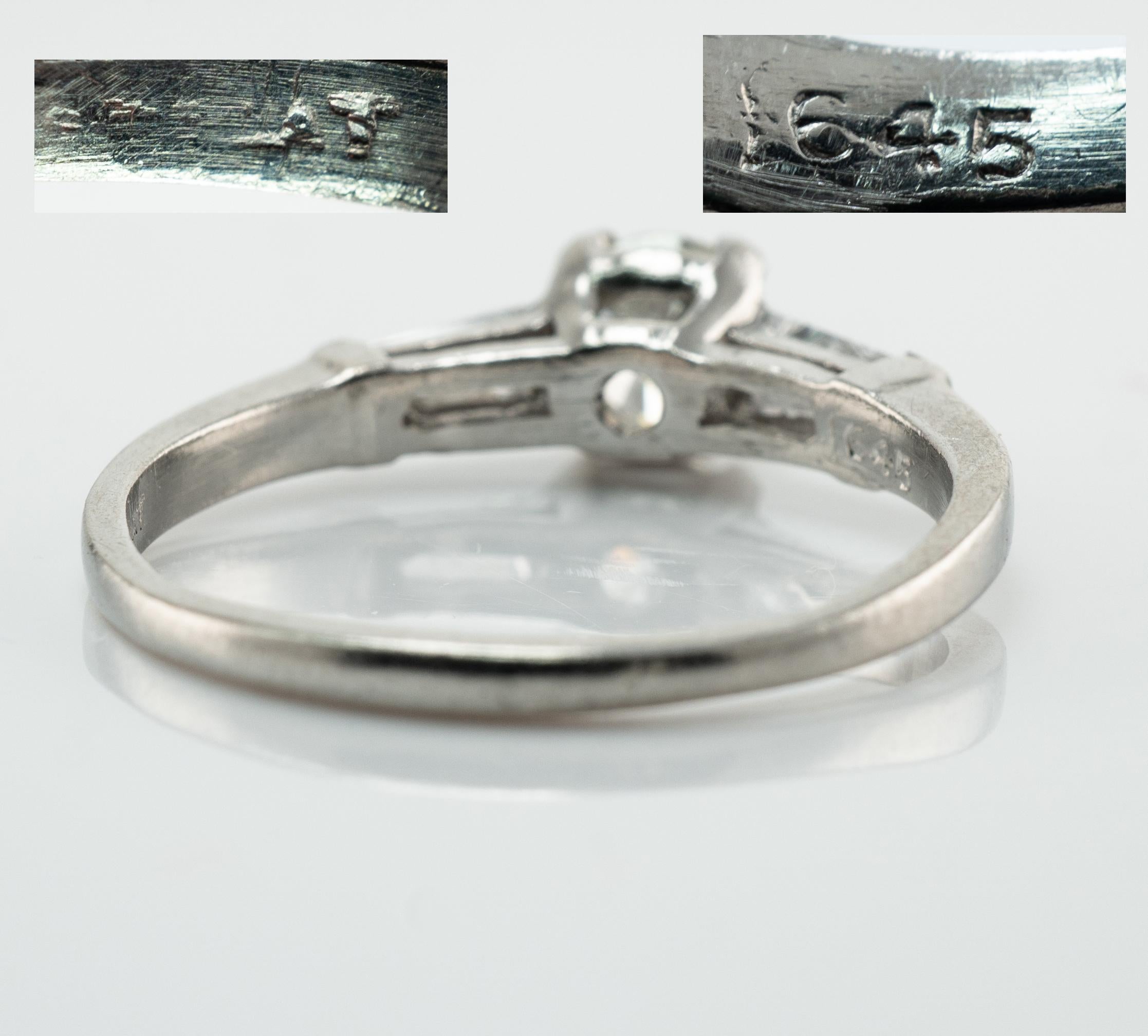 Natural Diamond Ring Platinum Round cut .65ct TDW Engagement Solitaire For Sale 1