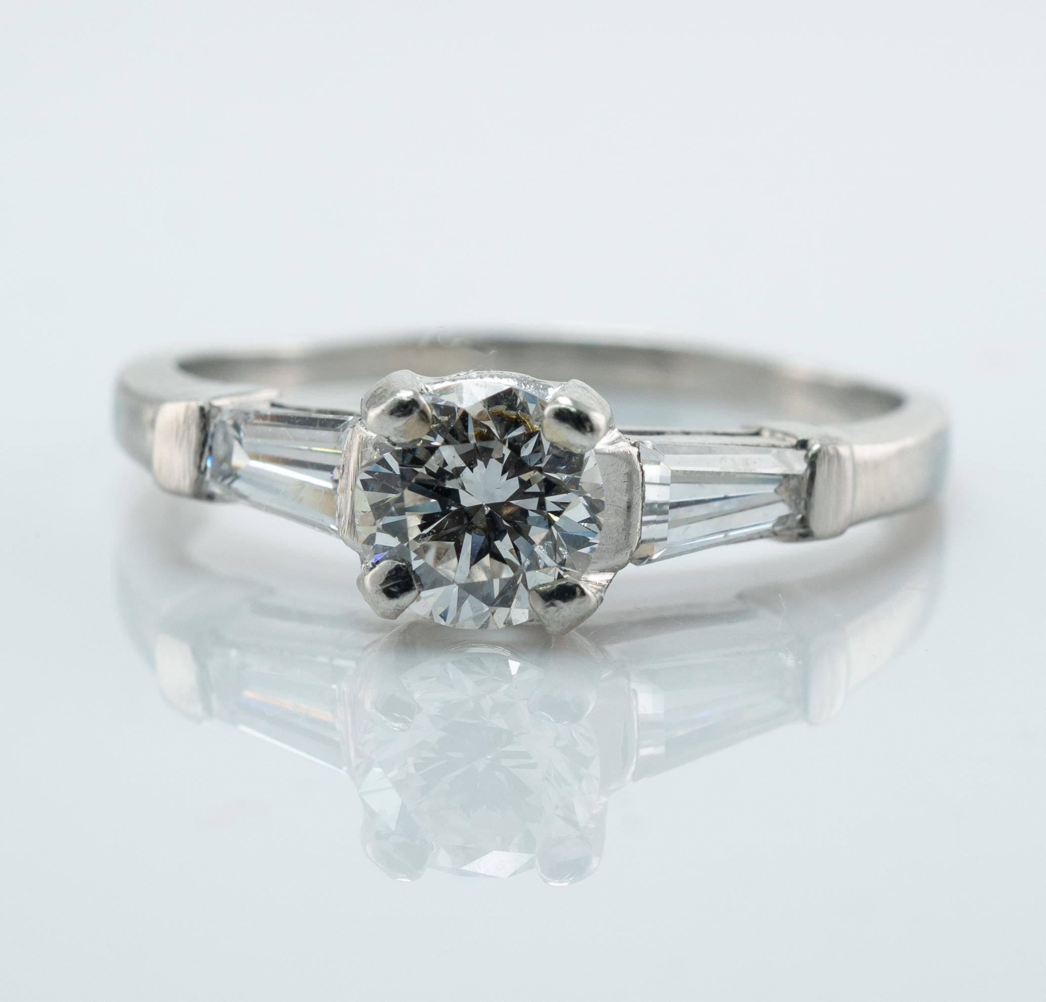 Natural Diamond Ring Platinum Round cut .65ct TDW Engagement Solitaire For Sale 4
