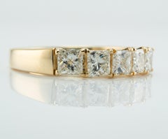 Natural Diamond Ring Princess cut 14K Gold Band 1.34 cttw
