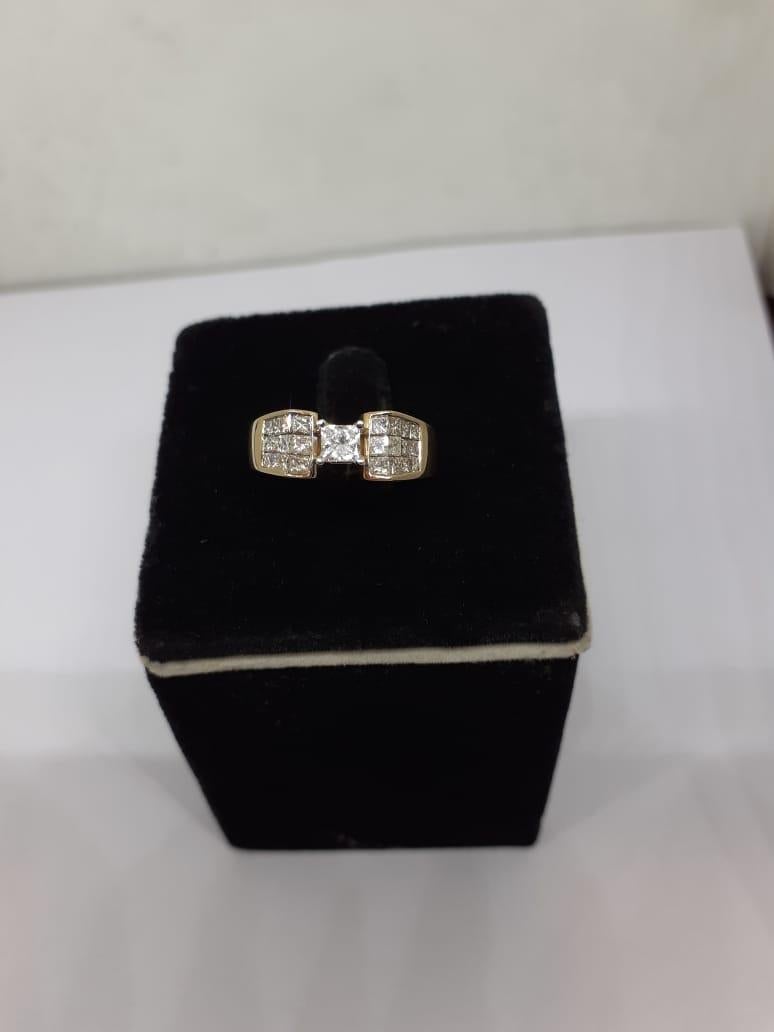 Taille mixte Bague en diamants naturels avec diamant de 1,00 carat en 14 carats  or en vente