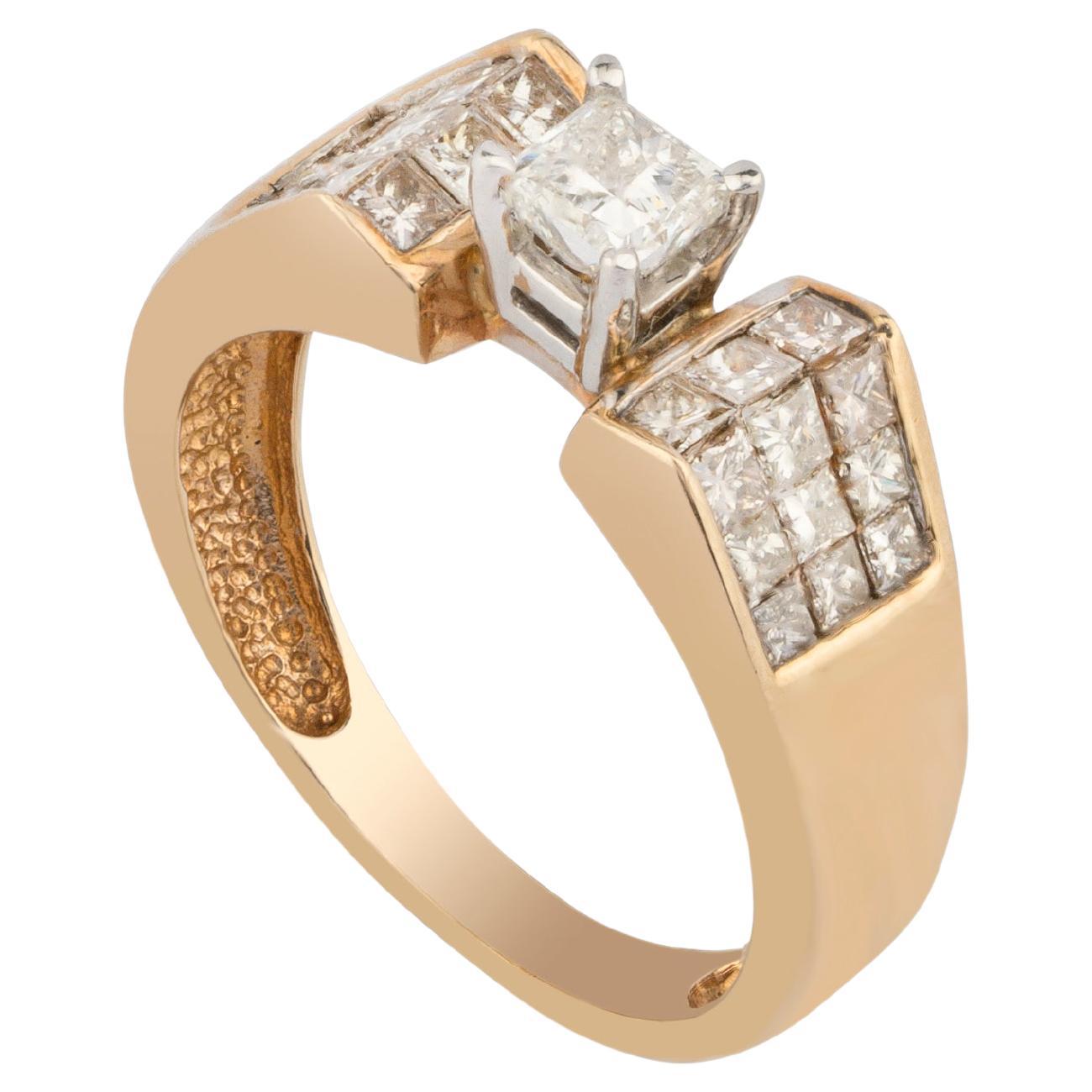 Bague en or 14 carats avec diamants naturels de 1,00 carat 
