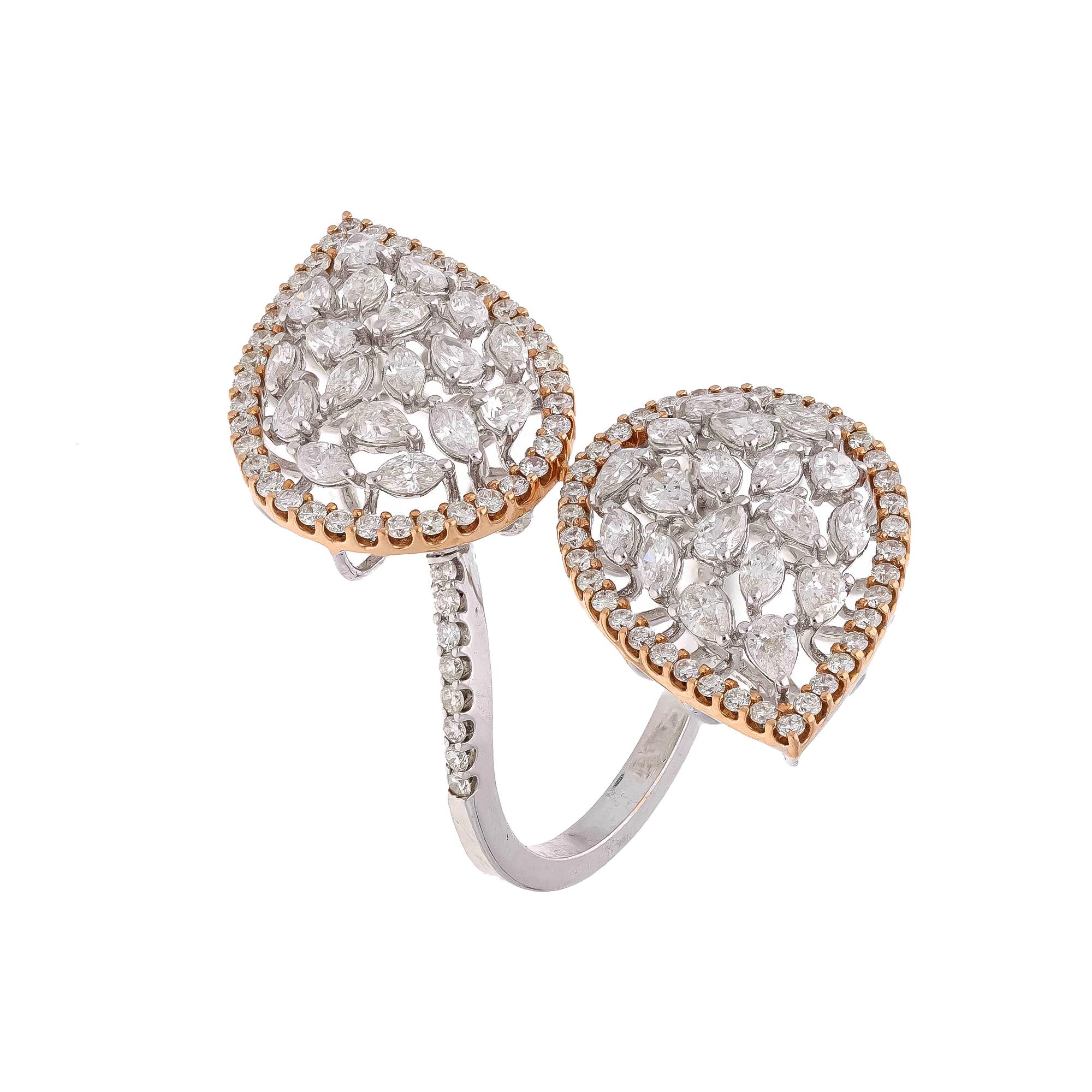 Taille mixte Bague en or 18k avec diamant naturel en vente