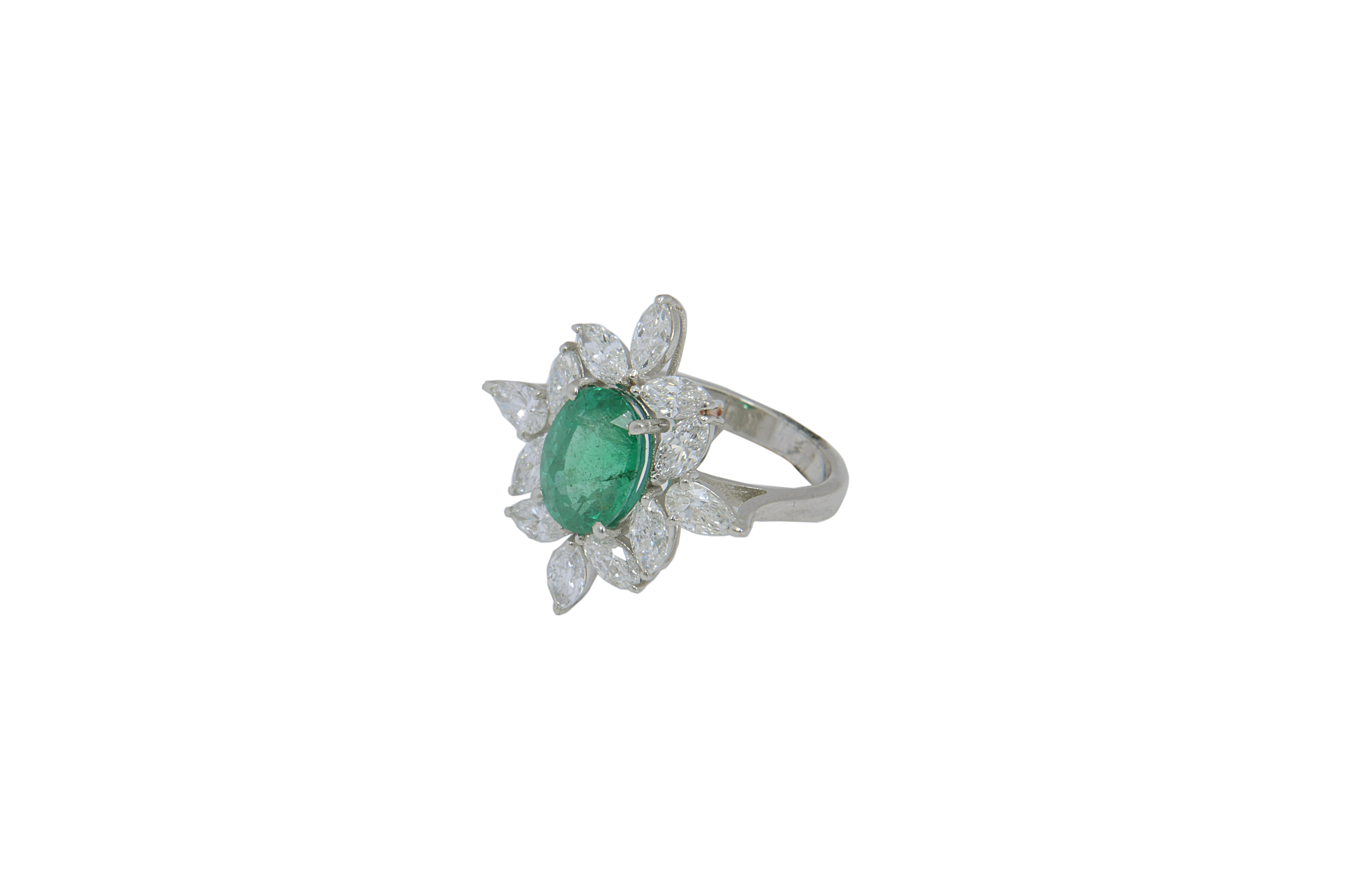natürlicher Diamantring mit 2,81 Karat Diamant & 2,91 Karat Smaragd in 14k Gold Damen