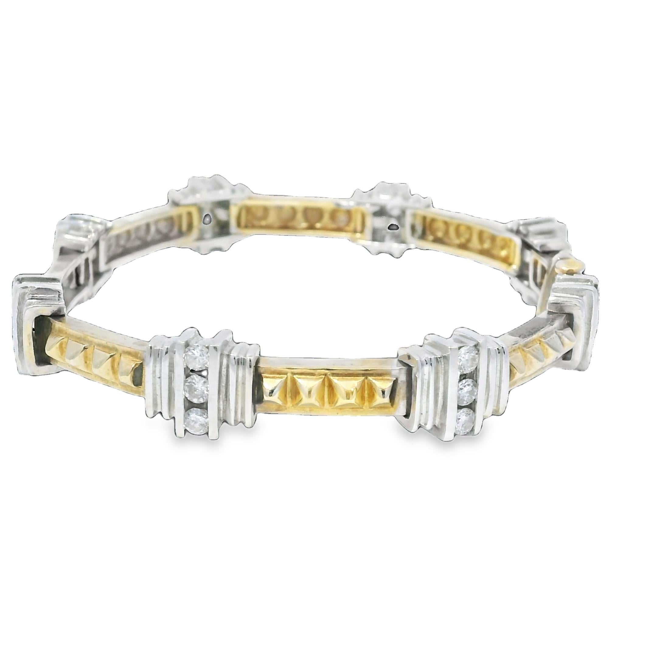 Naturdiamant & Rock Stud 14-Karat Station Armband Vorrätig (Zeitgenössisch) im Angebot
