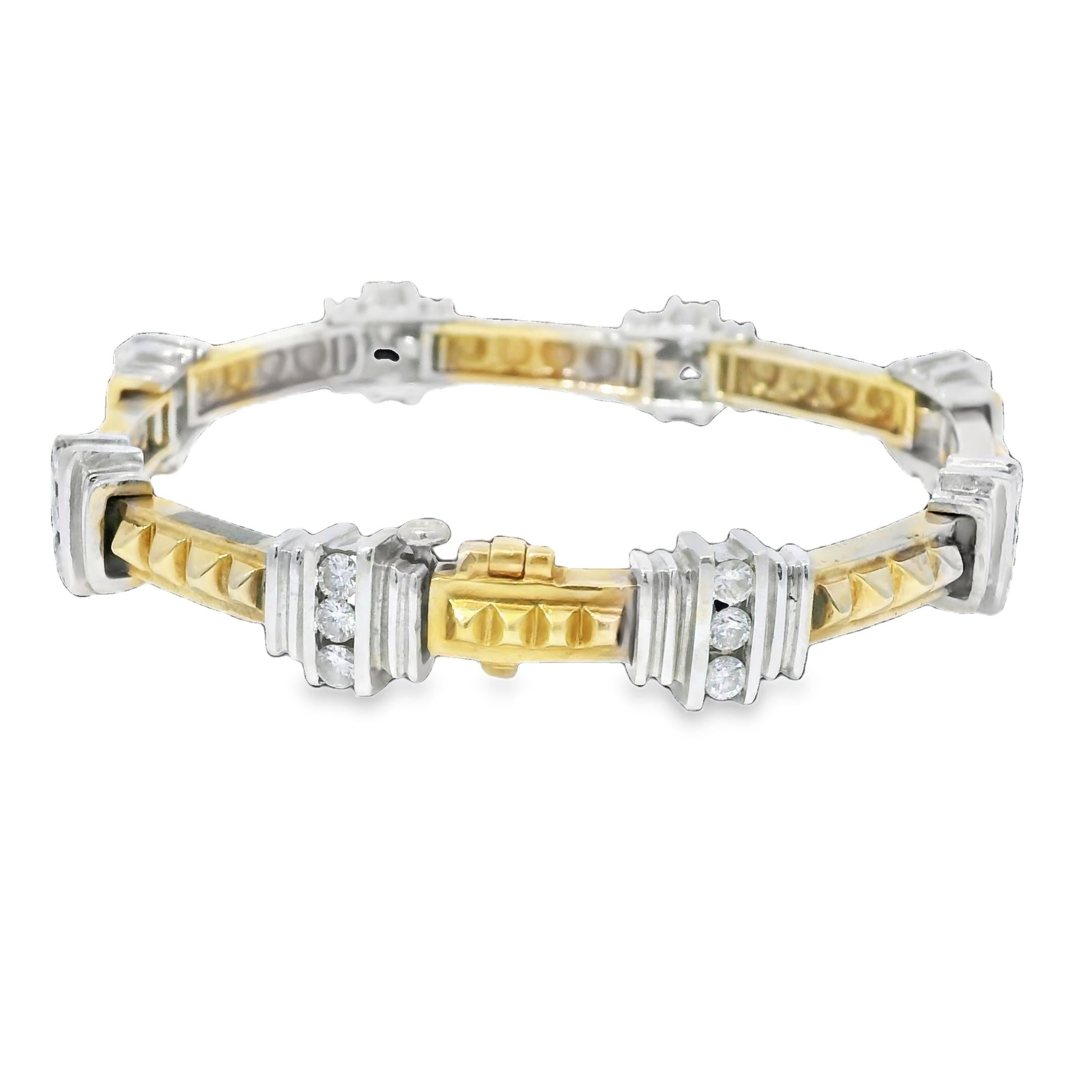 Naturdiamant & Rock Stud 14-Karat Station Armband Vorrätig im Zustand „Hervorragend“ im Angebot in Boca Raton, FL