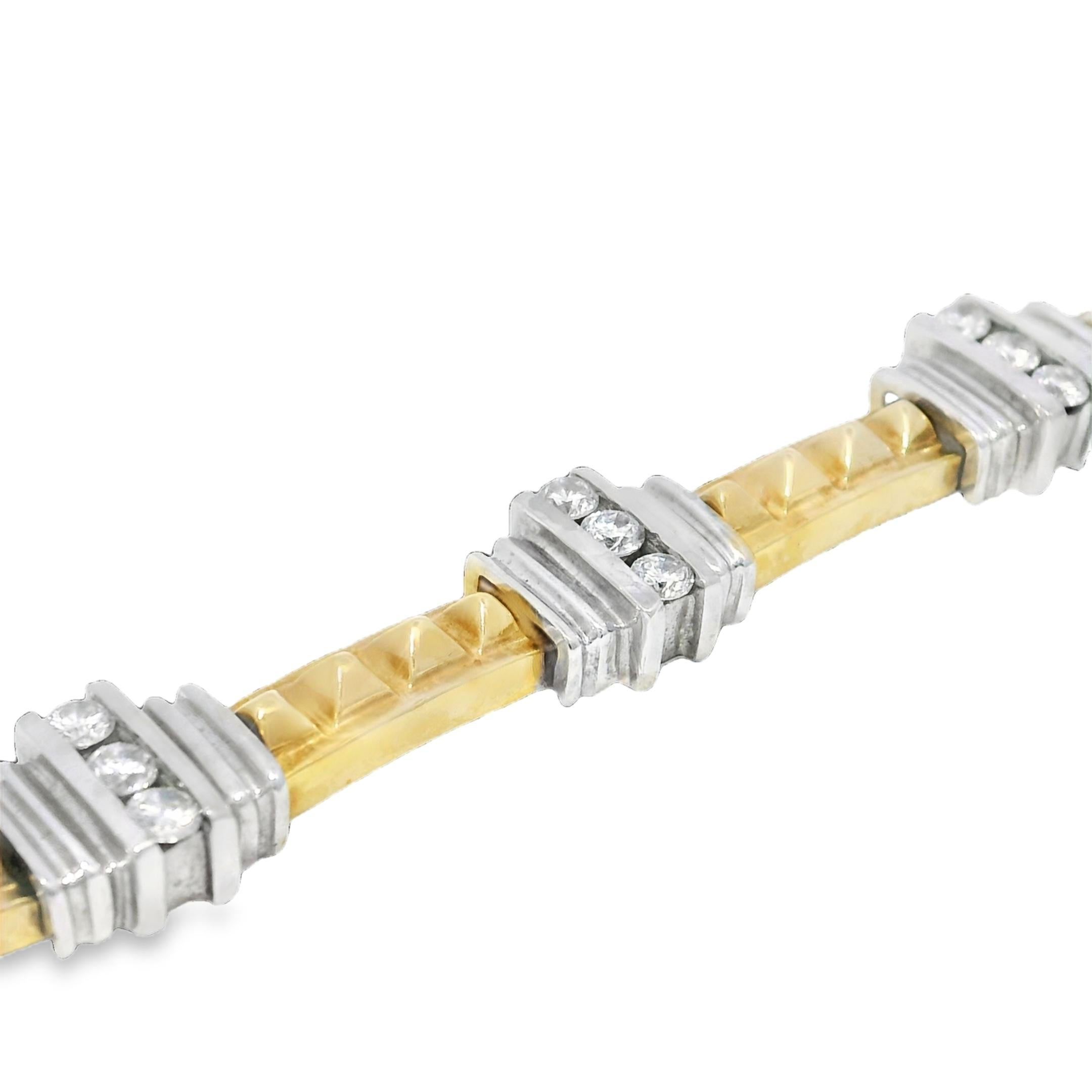 Naturdiamant & Rock Stud 14-Karat Station Armband Vorrätig im Angebot 2