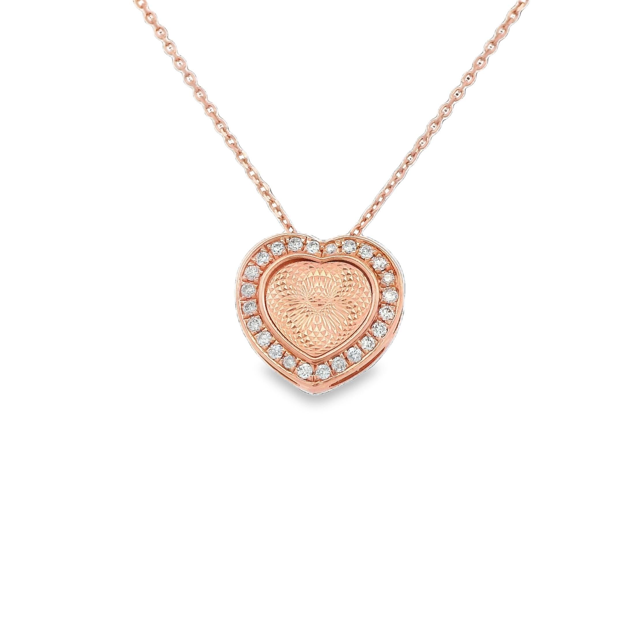 Contemporaneo Collana con ciondolo a forma di cuore in oro rosa e diamanti naturali in vendita