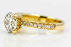 Diamante natural talla redonda 3,00 CT GIA Anillo de compromiso solitario Oro amarillo de 14 quilates