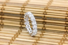Natural Diamond Round Cut 4.35 Carat Eternity Wedding Ring 14K White Gold