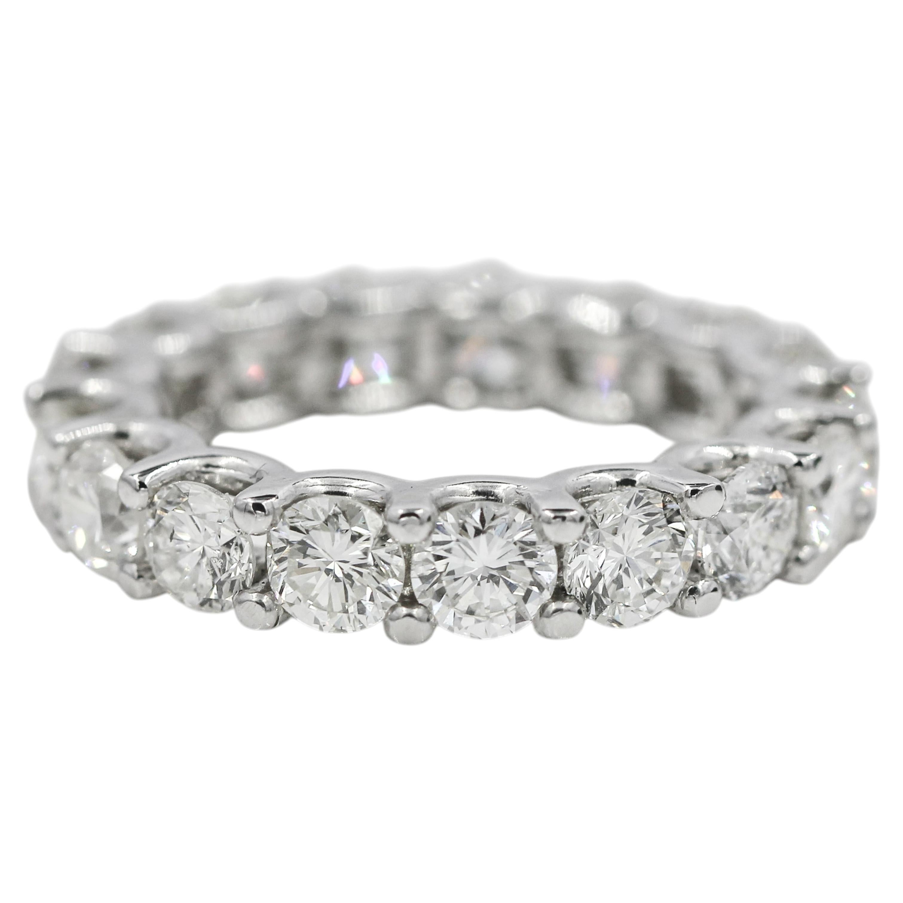 Natürlicher Diamant Rundschliff 4,35 Karat Ewiger Ehering 14K Weißgold