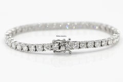 Natural Diamond Round Cut 5.81 CT 18K White Gold Tennis Bracelet 7 Inches