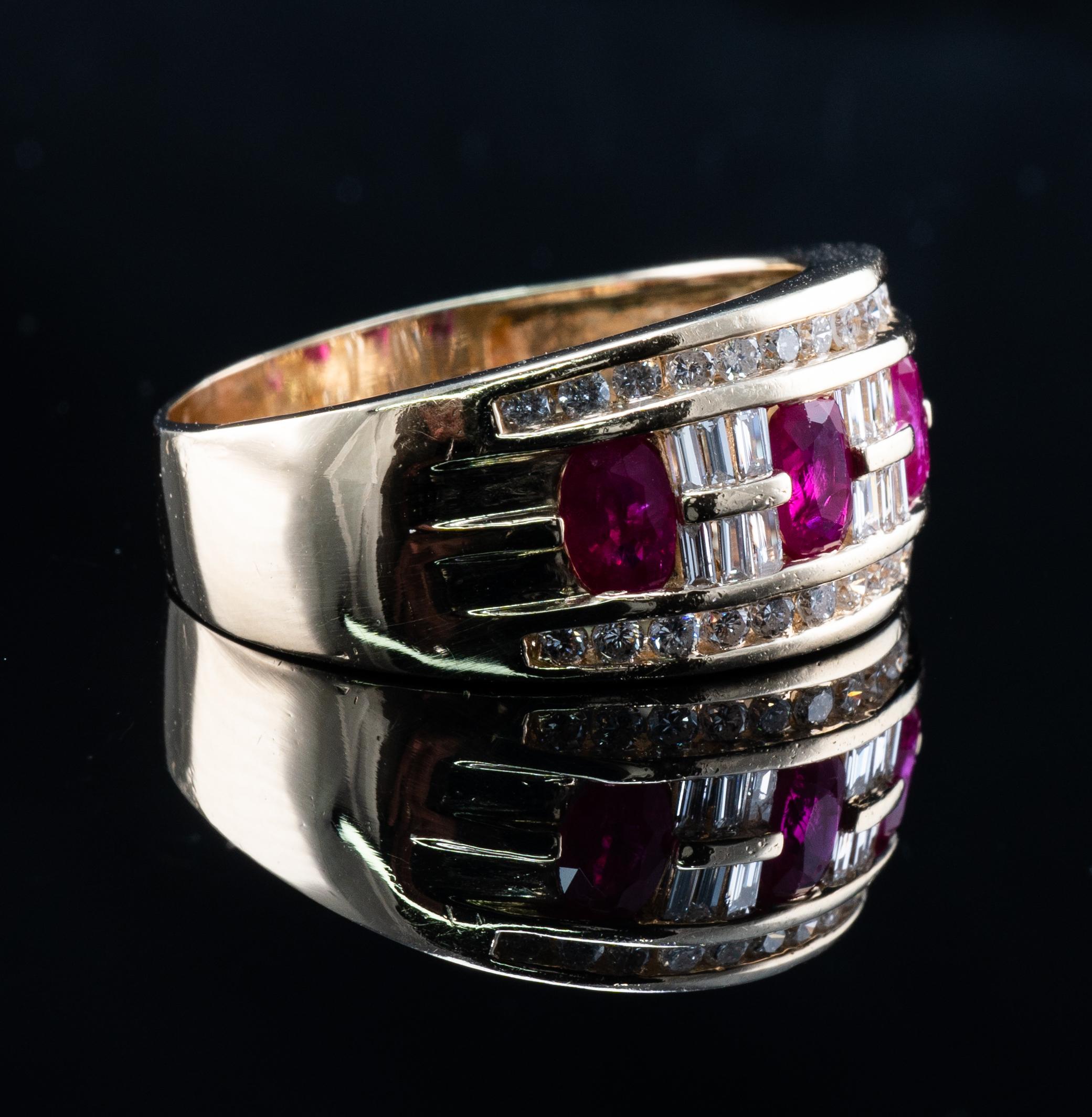 Natural Diamond Ruby Ring 14K Gold Estate Band BH Effy For Sale 2