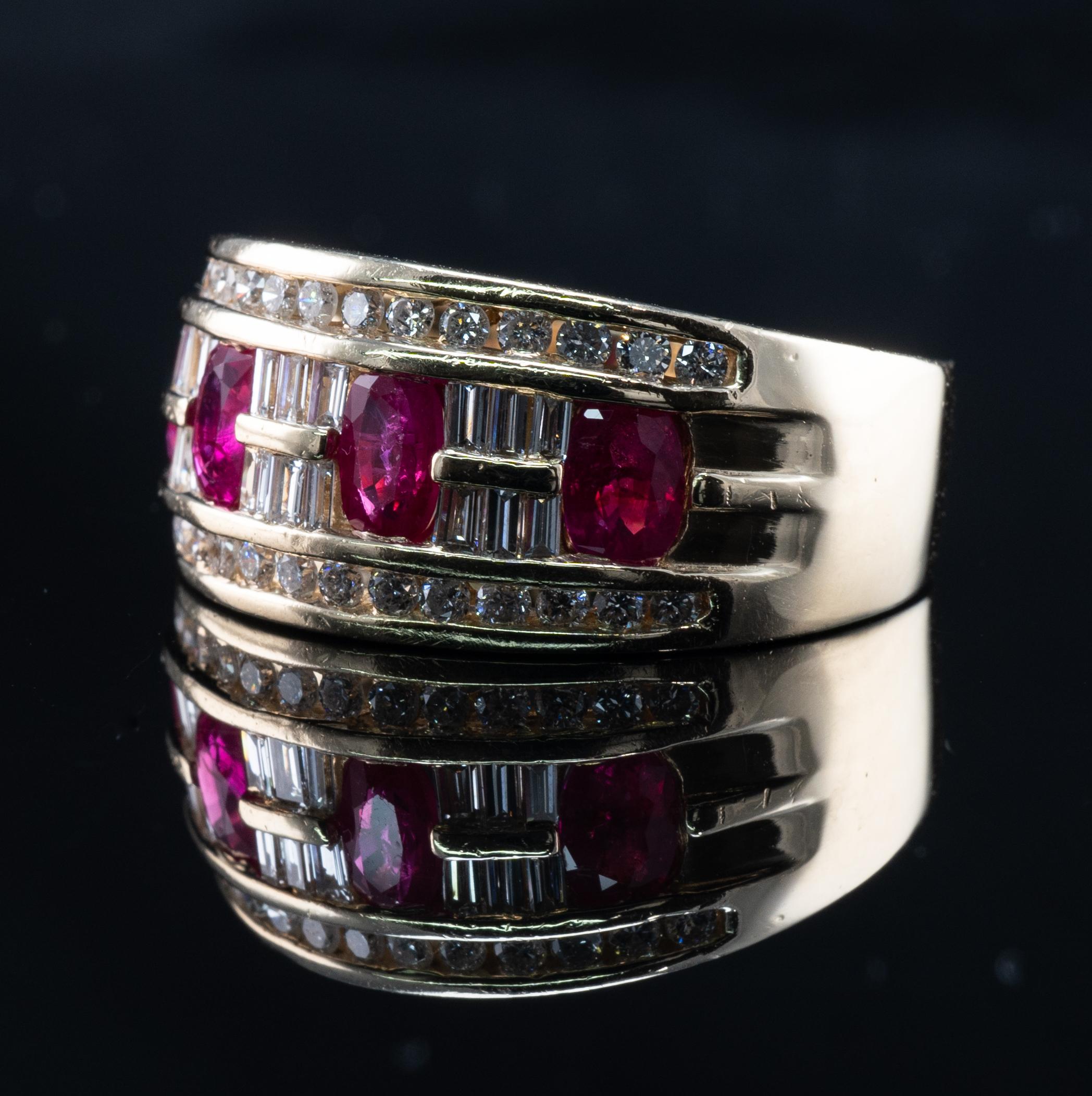 Natural Diamond Ruby Ring 14K Gold Estate Band BH Effy For Sale 3