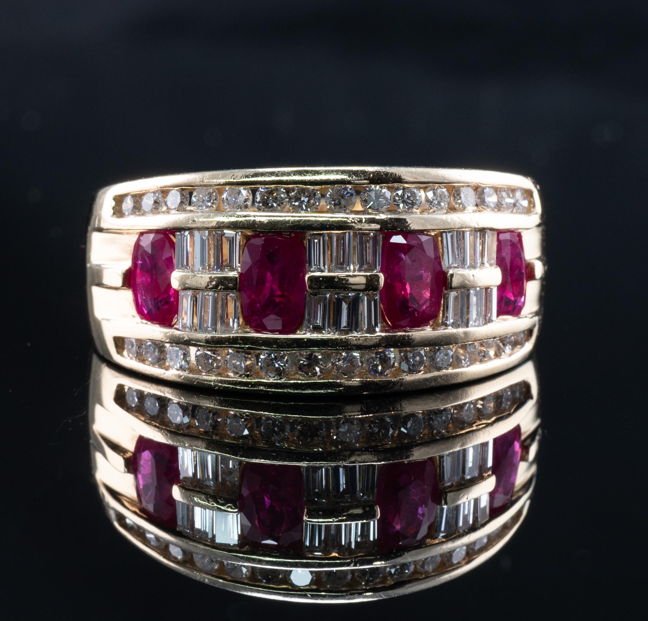 Natural Diamond Ruby Ring 14K Gold Estate Band BH Effy For Sale 4