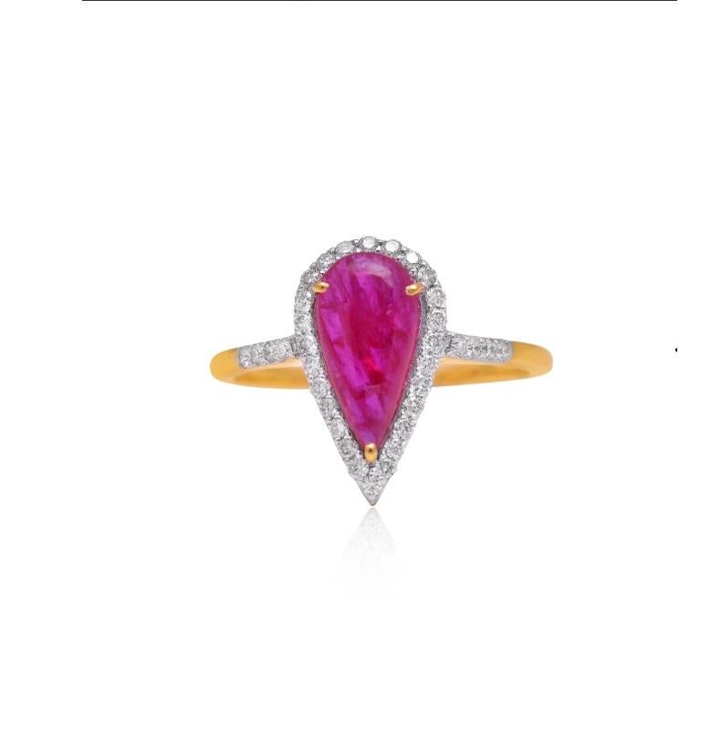 Natural Diamond & Ruby Ring 14K gold For Sale 1