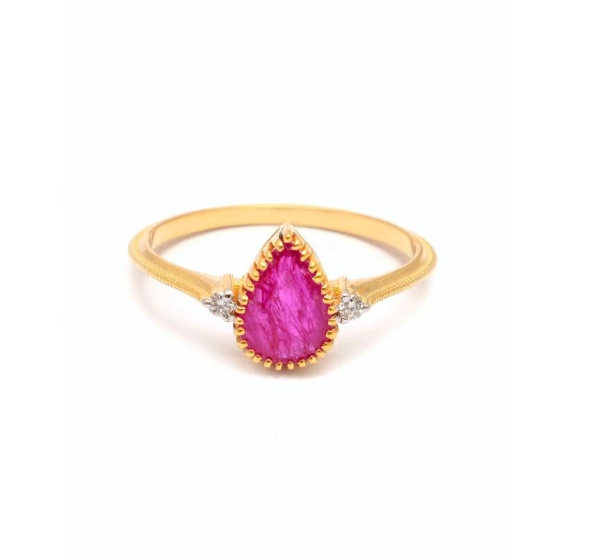 Natural Diamond & Ruby Ring 14K gold im Angebot 1