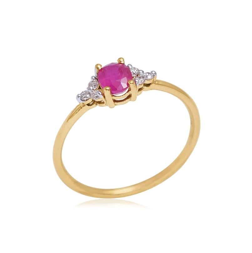 Natural Diamond & Ruby Ring 14K gold For Sale 2