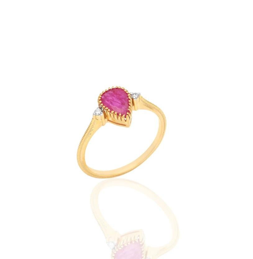 Natural Diamond & Ruby Ring 14K gold im Angebot 2