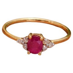 Natural Diamond & Ruby Ring 14K gold