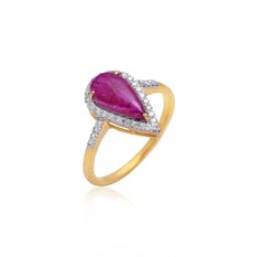 Natural Diamond & Ruby Ring 14K gold