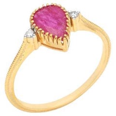 Natural Diamond & Ruby Ring 14K gold