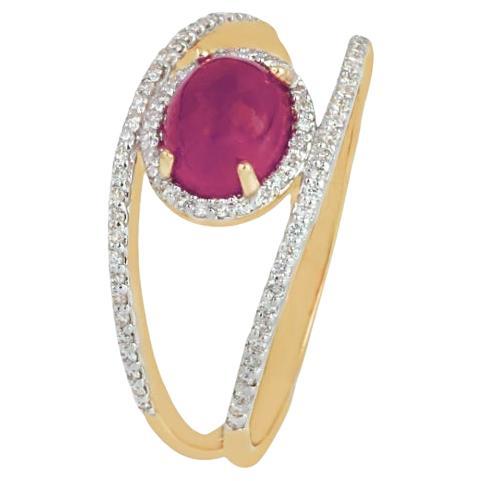 Natürlicher Diamant & Rubin Ring 14K Gold