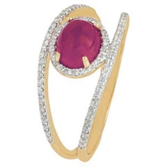 Natürlicher Diamant & Rubin Ring 14K Gold
