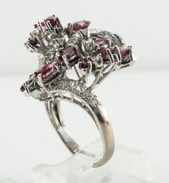 Natural Diamond Ruby Ring 14K White Gold Signed J.G.JLRY Jack Gutschneider