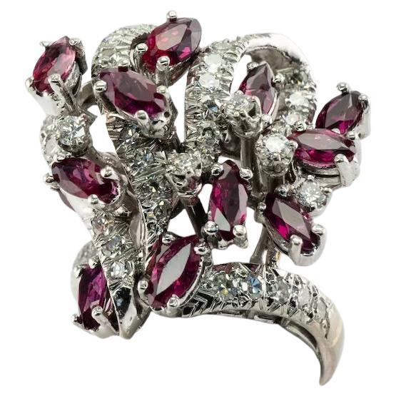 Natürlicher Diamant-Rubin-Ring 14K Weißgold Signiert J.G.JLRY Jack Gutschneider im Angebot