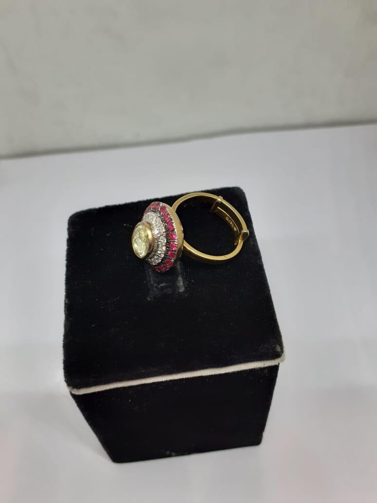 Natural Diamond Ruby Ring with 1.63 Carats Diamond & 0.84 Ruby in 18k Gold In New Condition For Sale In New York, NY