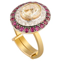Natural Diamond Ruby Ring with 1.63 Carats Diamond & 0.84 Ruby in 18k Gold
