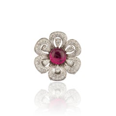 Natural Diamond & Ruby Ring in 18k Gold