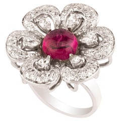 Natural Diamond Ruby Ring with 1.90 Cts Diamond & Ruby 3.50 Cts with 18k Gold