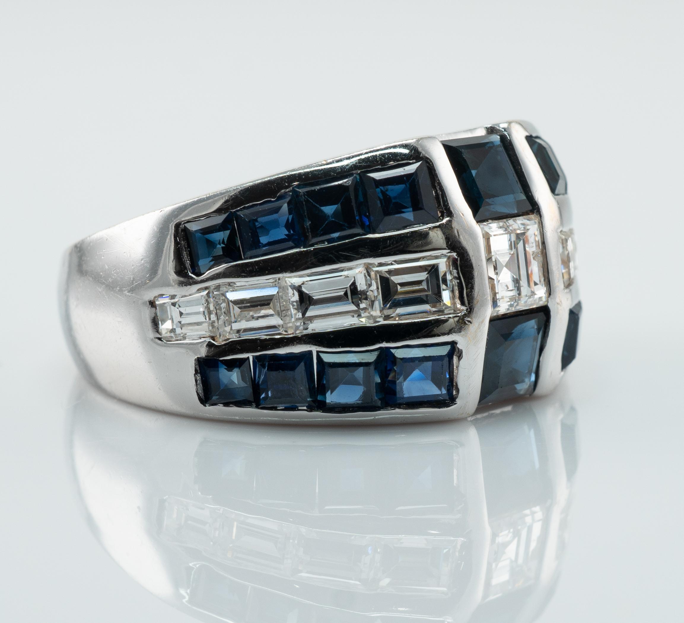 Taille mixte Bague en or blanc 14k avec diamant naturel et saphir en vente