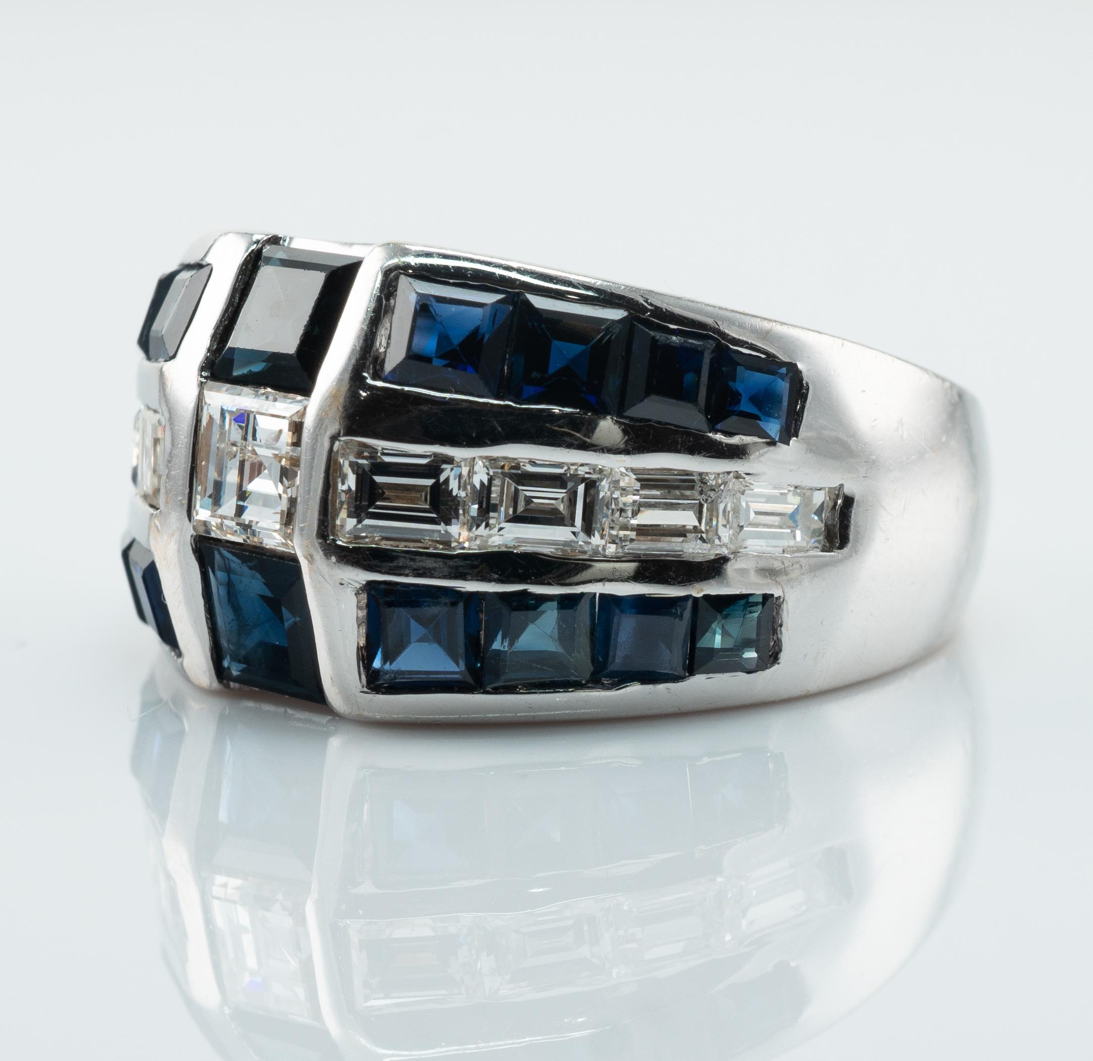 Bague en or blanc 14k avec diamant naturel et saphir Pour femmes en vente