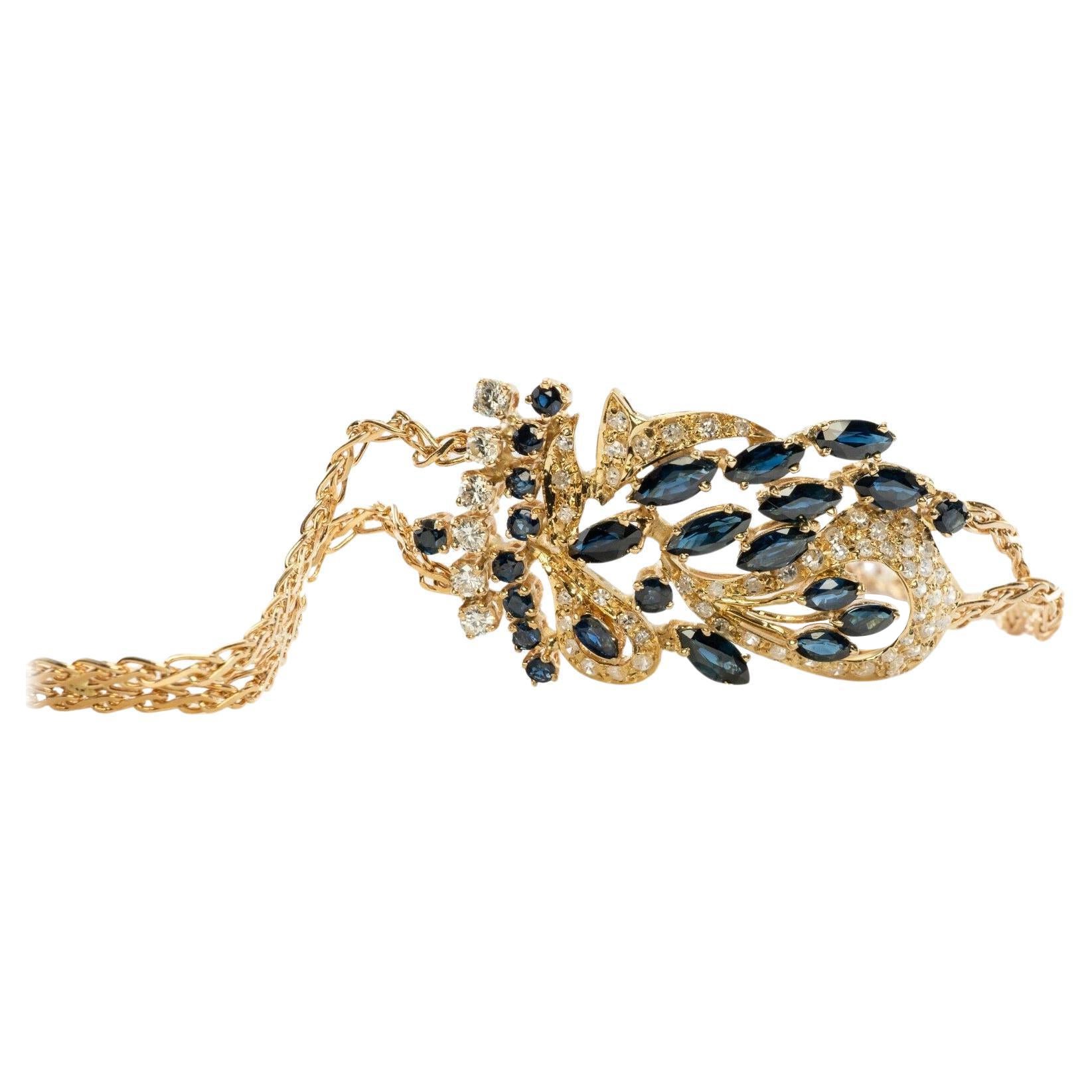 Natural Diamond Sapphire Bracelet 18K Yellow & Rose Gold