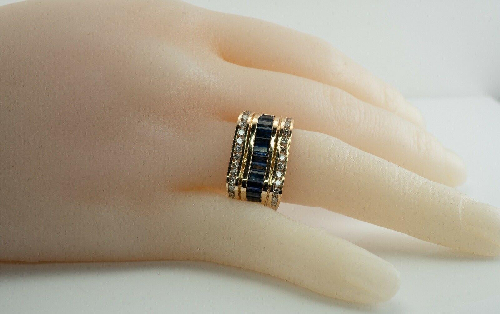 Natürlicher natürlicher Diamant Saphir Ring 14K Goldband Nachlass im Zustand „Gut“ im Angebot in East Brunswick, NJ