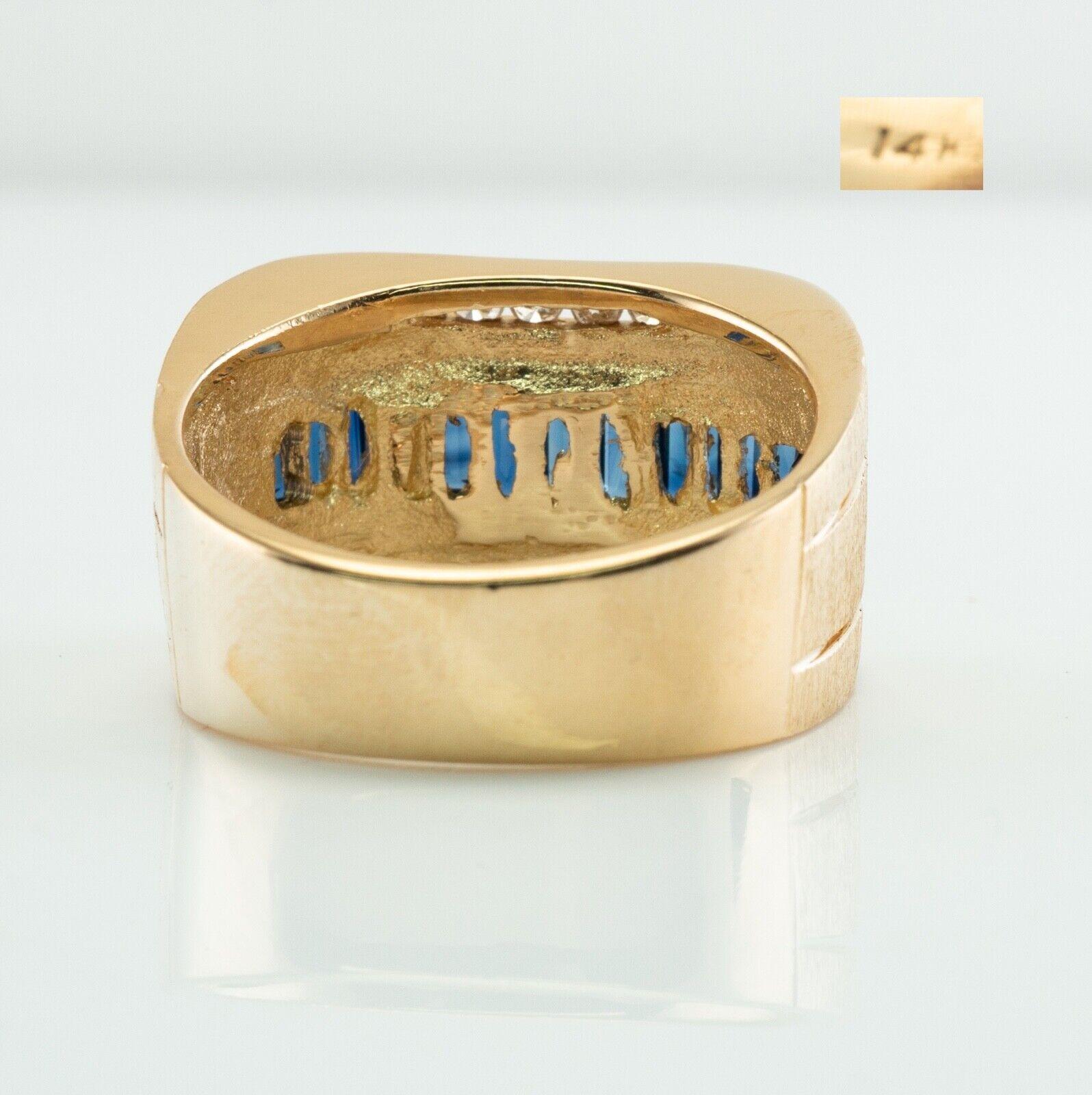 Natürlicher natürlicher Diamant Saphir Ring 14K Goldband Nachlass Damen im Angebot