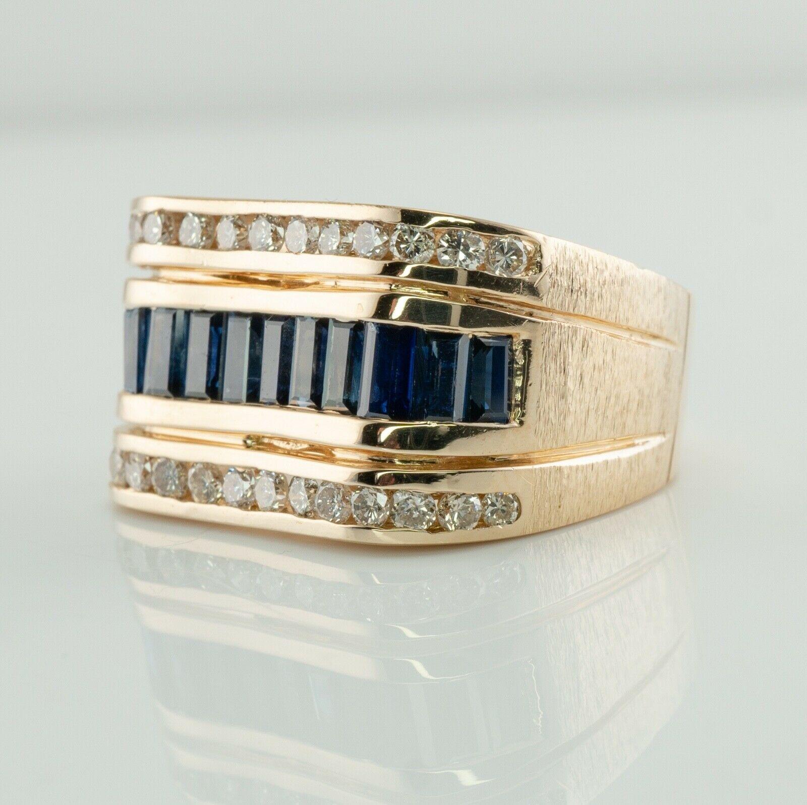 Natural Diamond Sapphire Ring 14K Gold Band Estate In Good Condition For Sale In East Brunswick, NJ