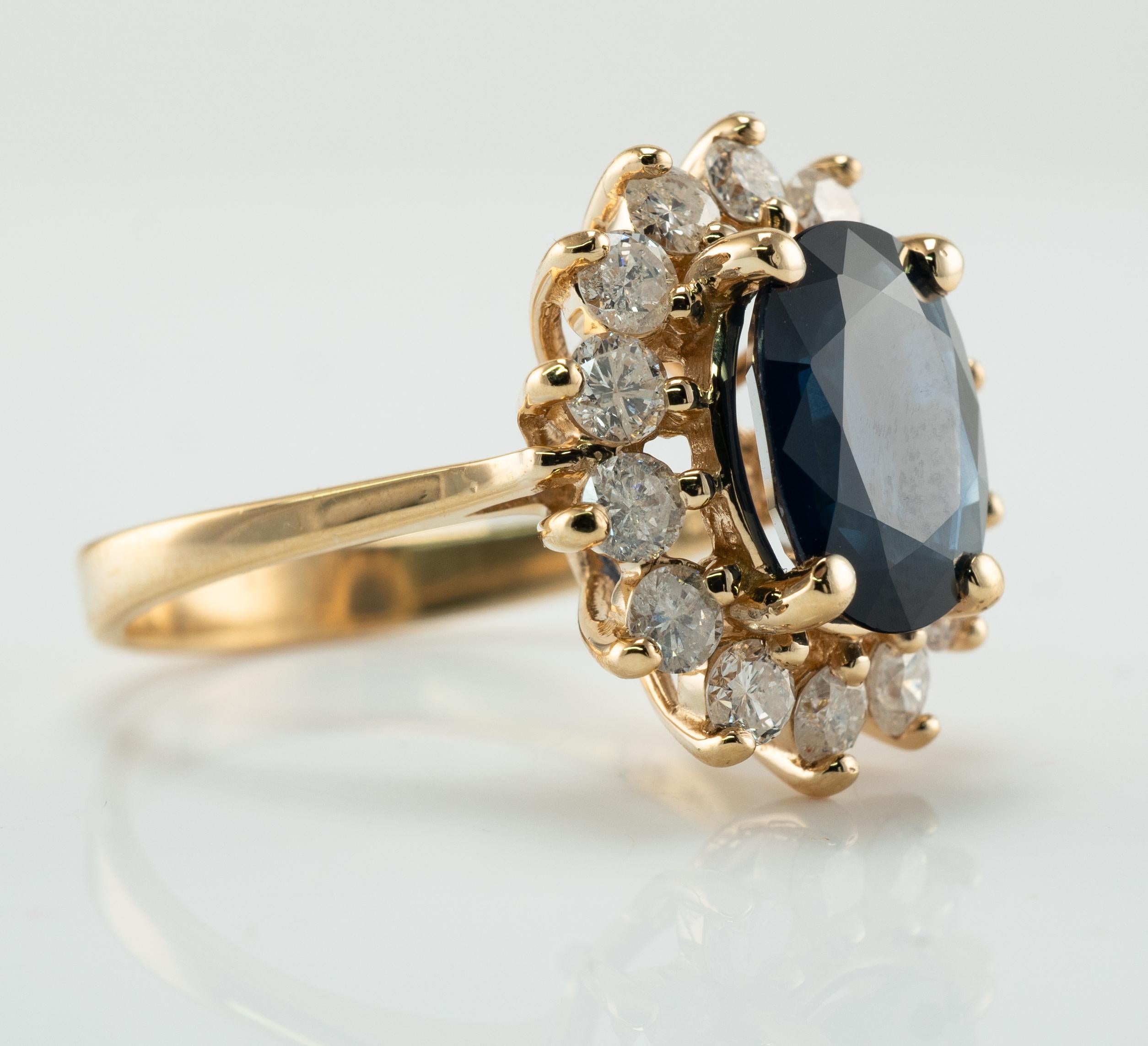 Natural Diamond Sapphire Ring 14K Gold Cocktail Effy BH For Sale 3