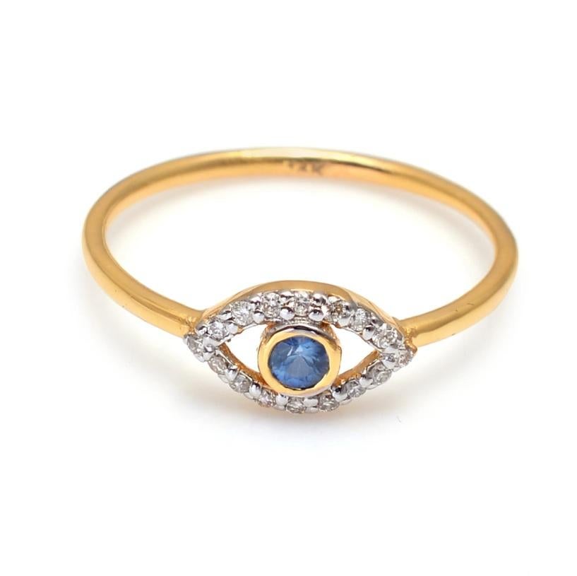 Women's Natural Diamond & Sapphire Ring 14K Gold For Sale