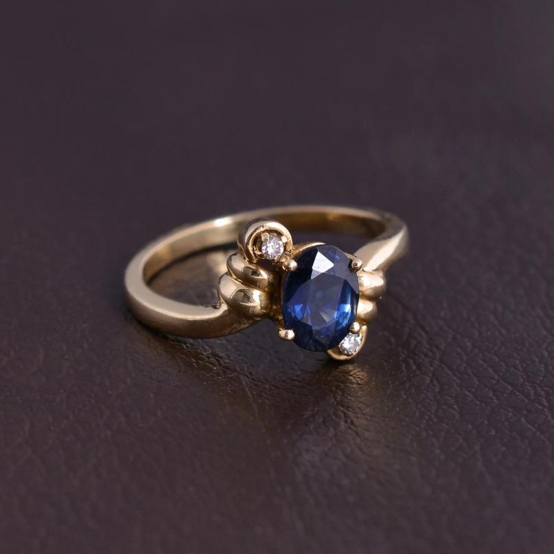 Anello con diamanti e zaffiri Nature in oro 14K in vendita 2