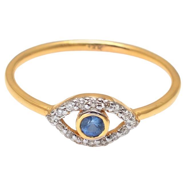 Natural Diamond & Sapphire Ring 14K Gold