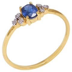 Natürlicher Diamant & Saphir Ring 14K Gold