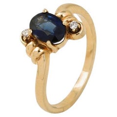 Bague en diamant naturel et saphir or 14K